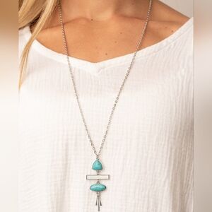 Silver and Turquoise Pendant Necklace